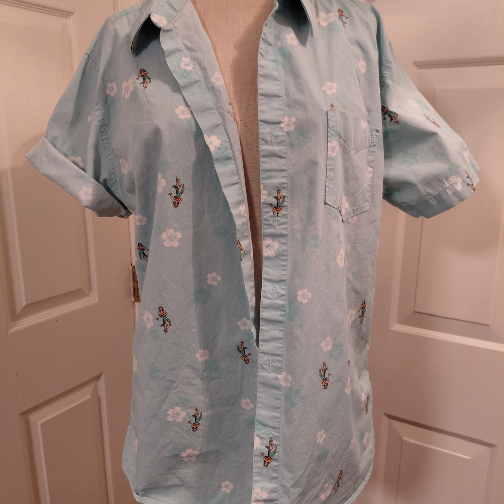 Haggar Light Blue Floral Casual Shirt